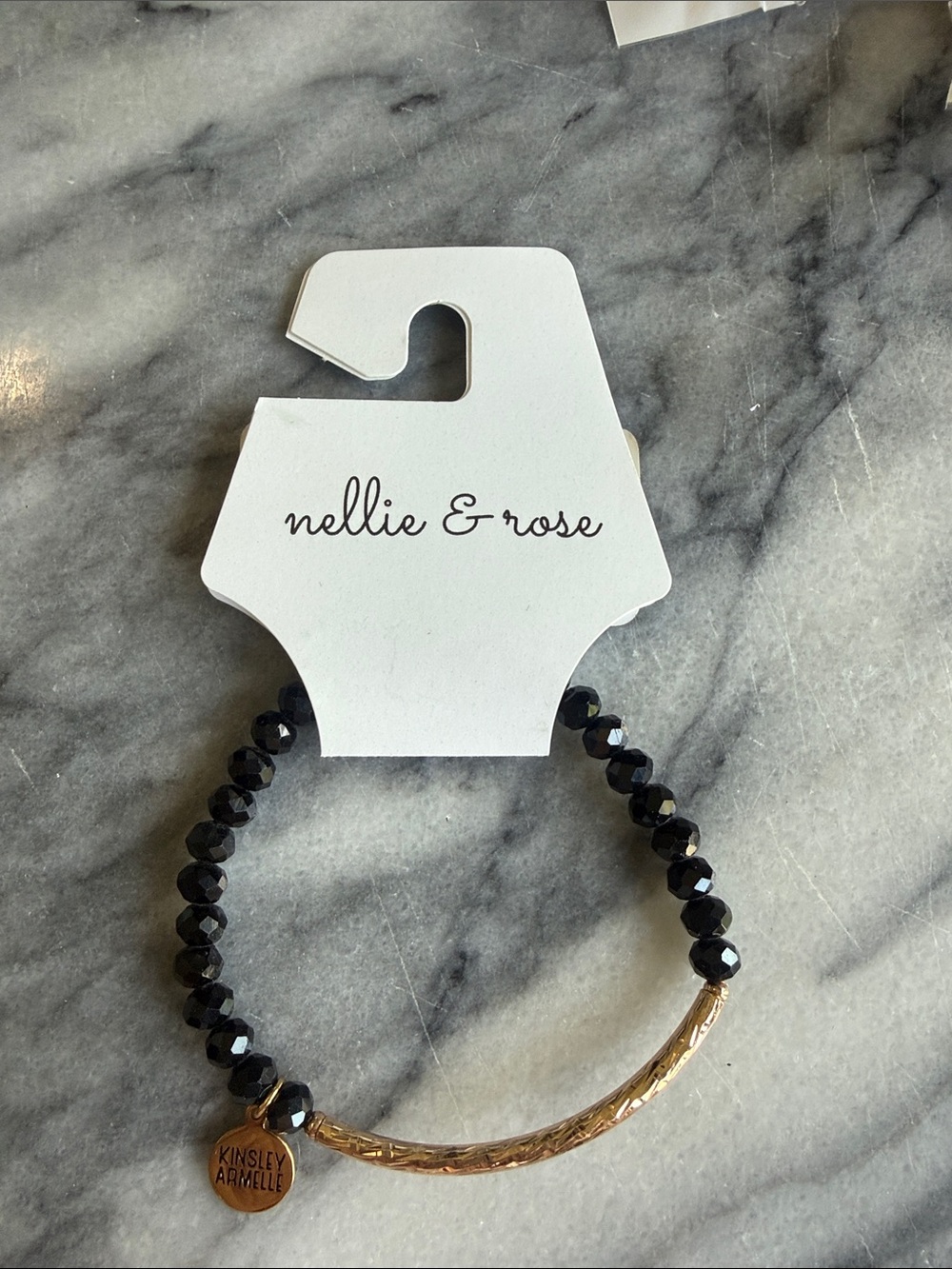 Kinsley Armelle Black and Gold Beaded Stretch Bracelet